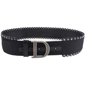 Dior Vintage 2000's Wide Oblique Studded D Belt - 31-35"