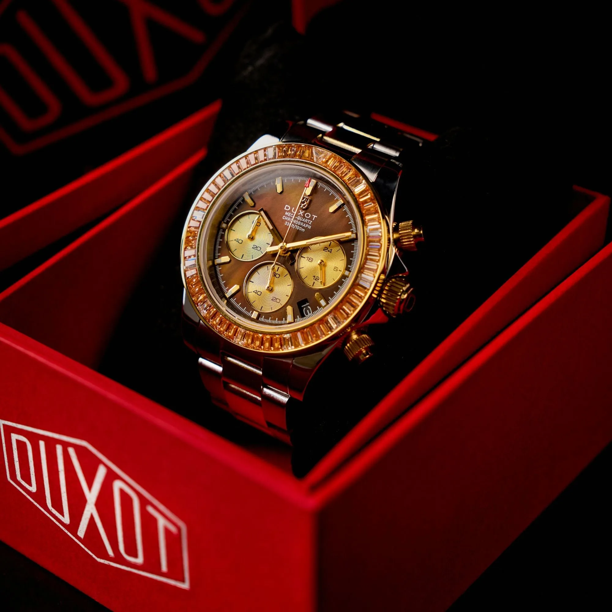 Duxot Accelero Rainbow Chronograph Pearl Brown Watch  DX-2064-77