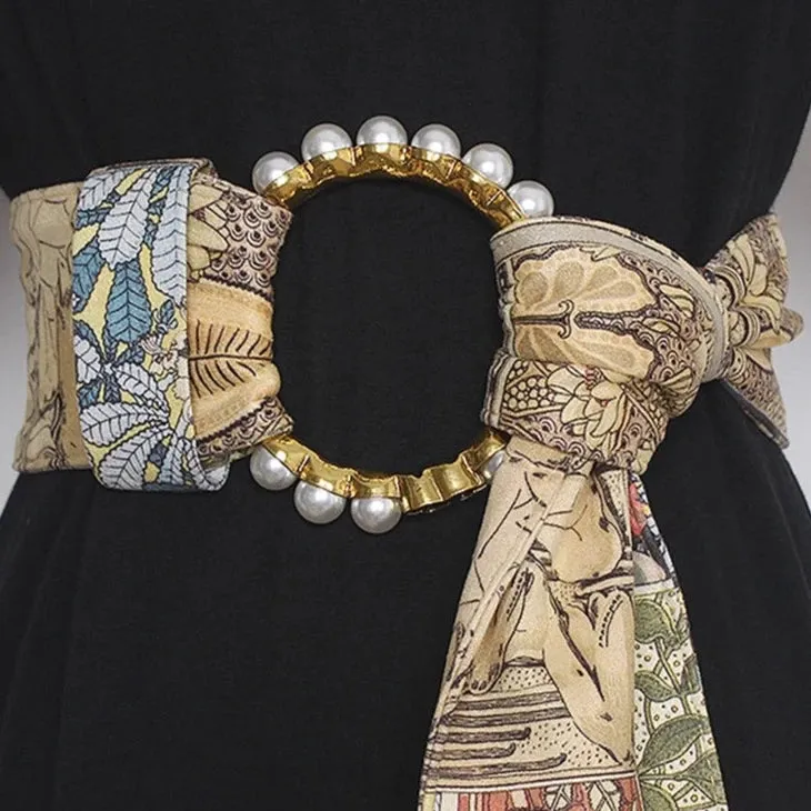 Elegant Vintage Print Cummerbunds Sash Belt