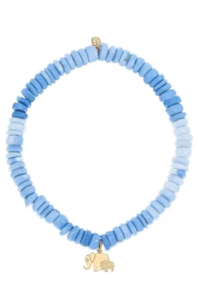 Elephant Family Opal Heishi Charm Bracelet