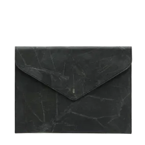 Envelope Clutch Bag in Black Leaf Leather