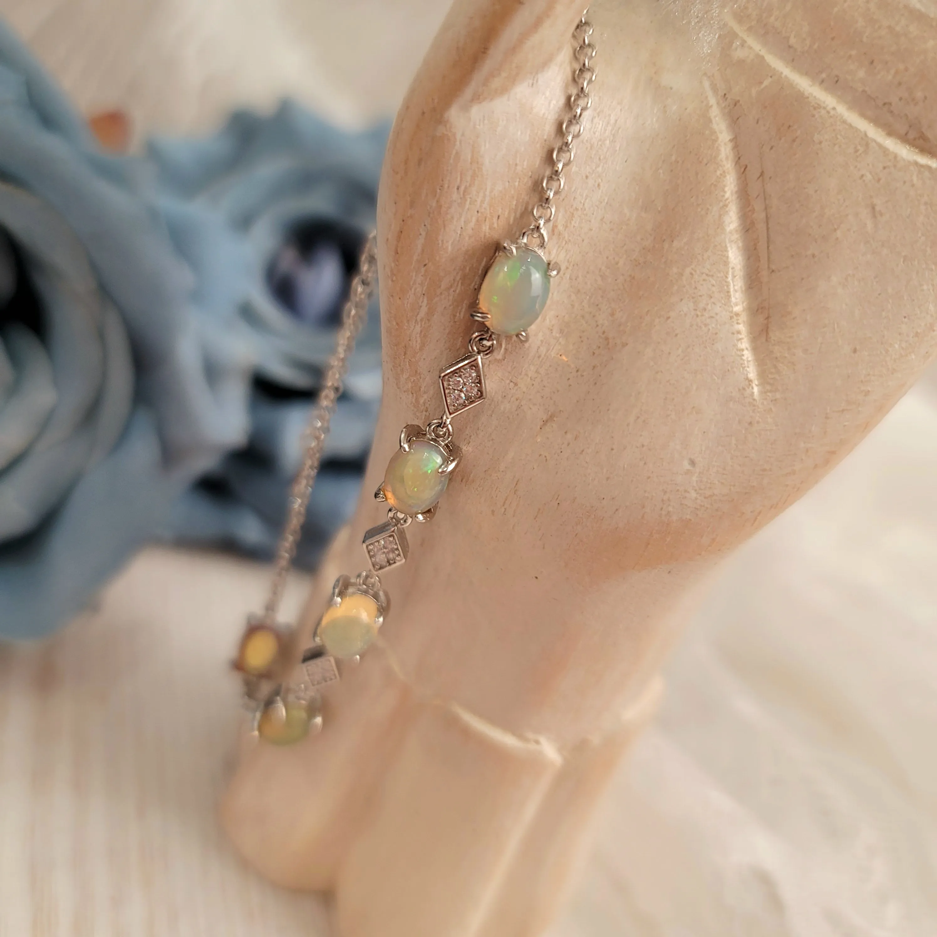 Ethiopian Opal Bracelet .925 Silver for Creativity, Joy and Self Discovery