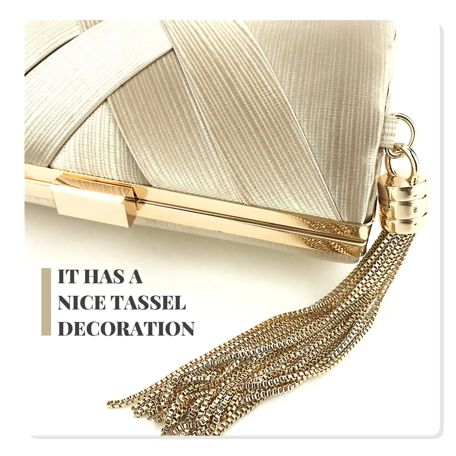 Evening Clutches Bag Satin Wedding Party Evening Bag Tassel Pendant