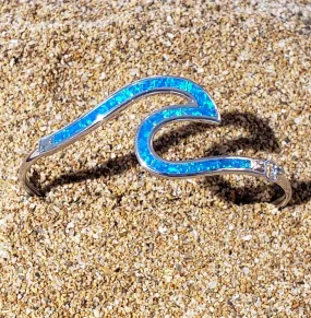 Flex Bangle Crushed Opal Wave Sterling Silver 7"