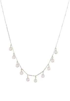 Florence Round Gemstone Necklace Silver Rose Quartz