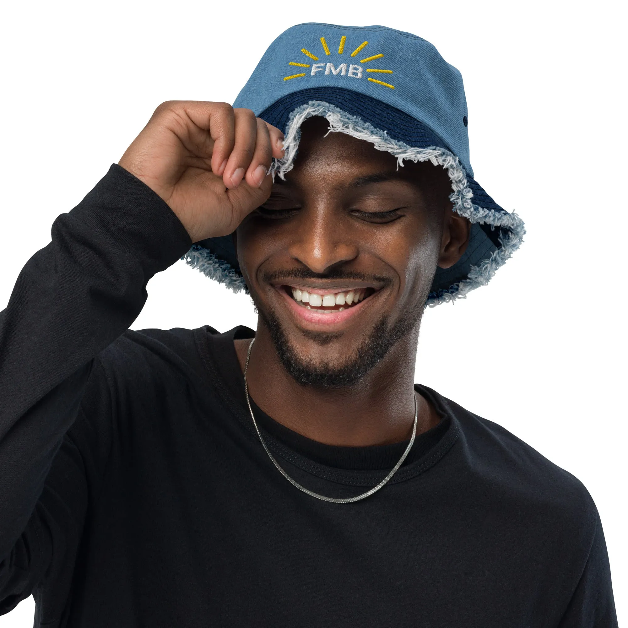 FORT MYERS BEACH "FMB" - Florida Distressed denim bucket hat