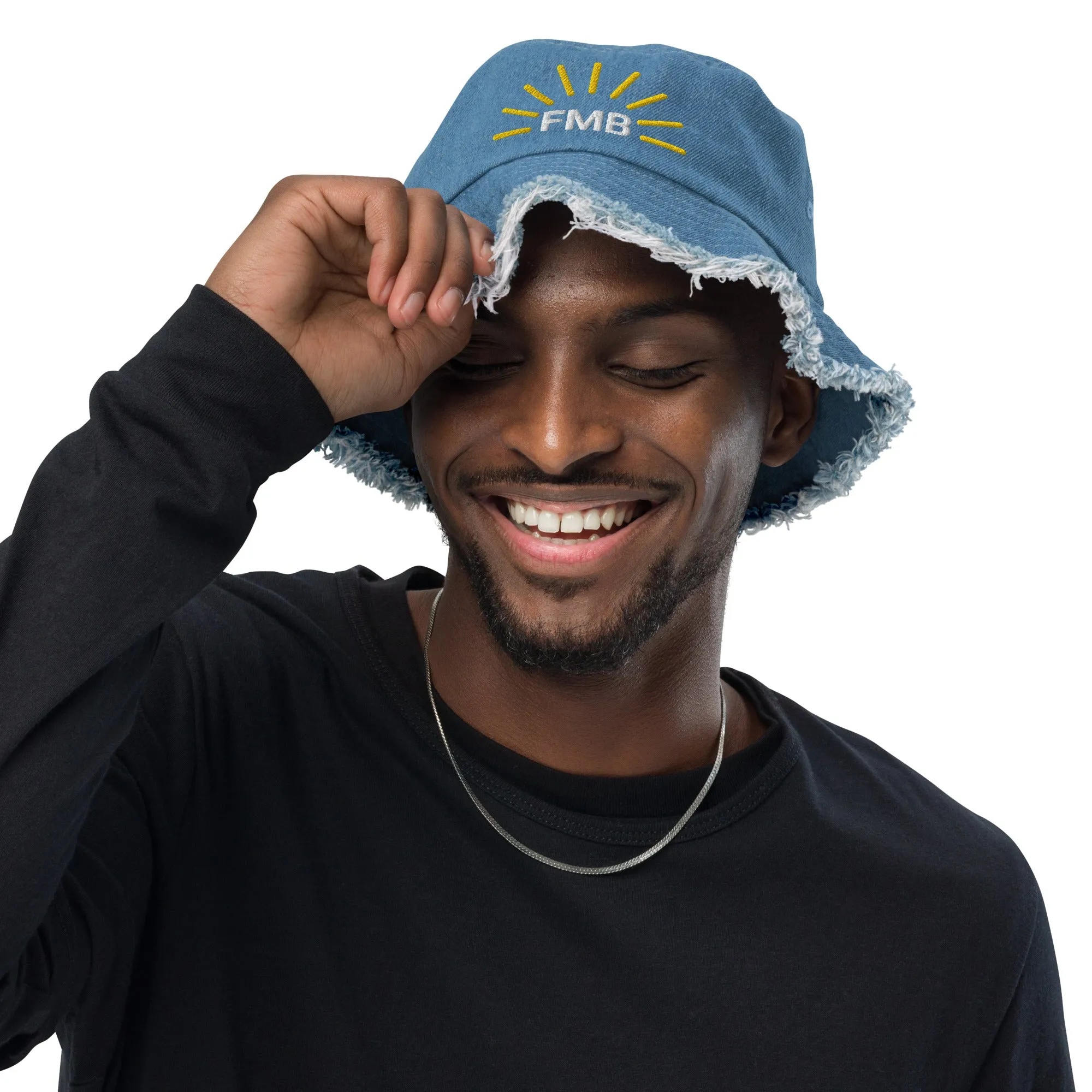 FORT MYERS BEACH "FMB" - Florida Distressed denim bucket hat