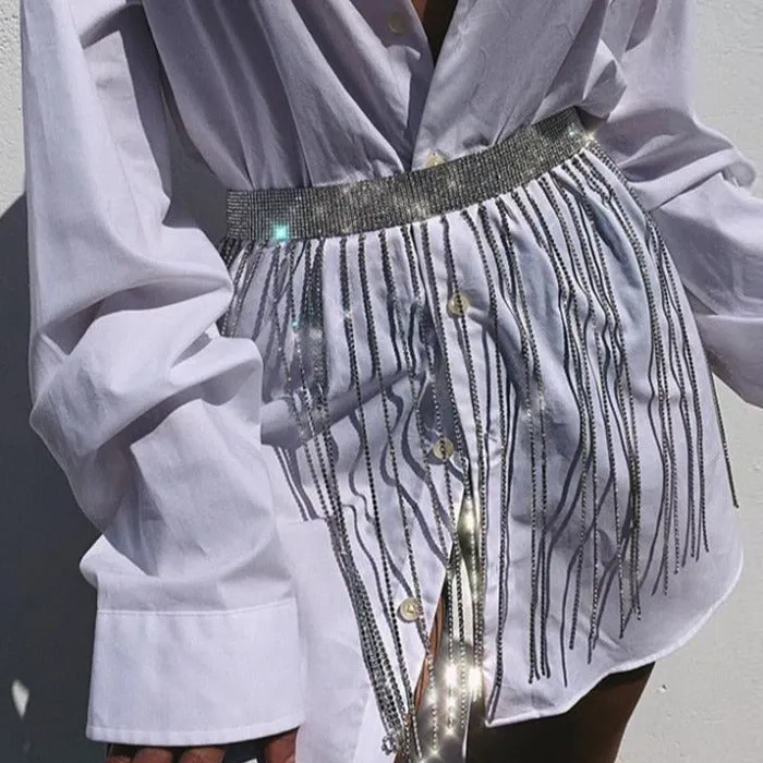 Fully Diamond Fringe Belly Belt