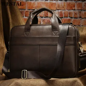 Genuine Leather Men's Briefcase for 14" Laptop