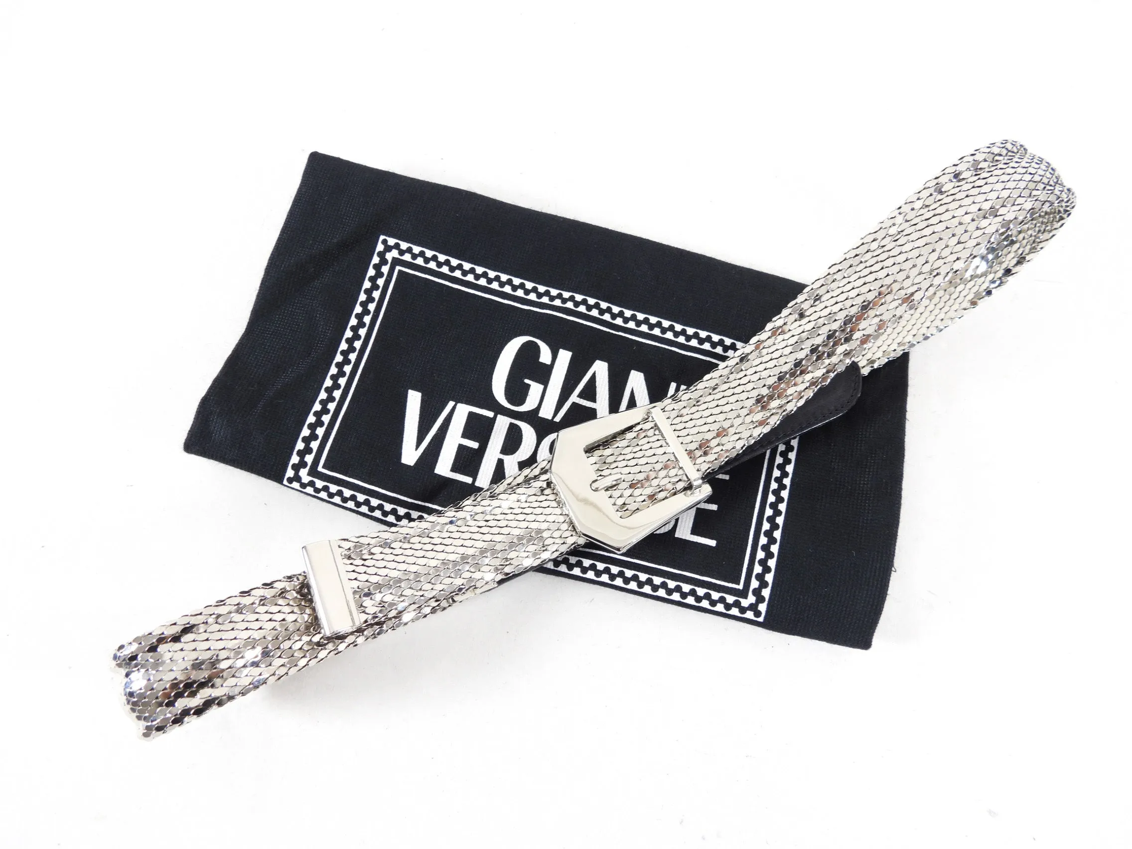 Gianni Versace Vintage 1990's Silver Mesh Belt - 30-33"
