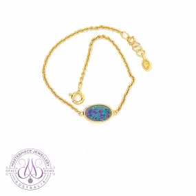 Gold Plated Silver Freeform Opal doublet bracelet