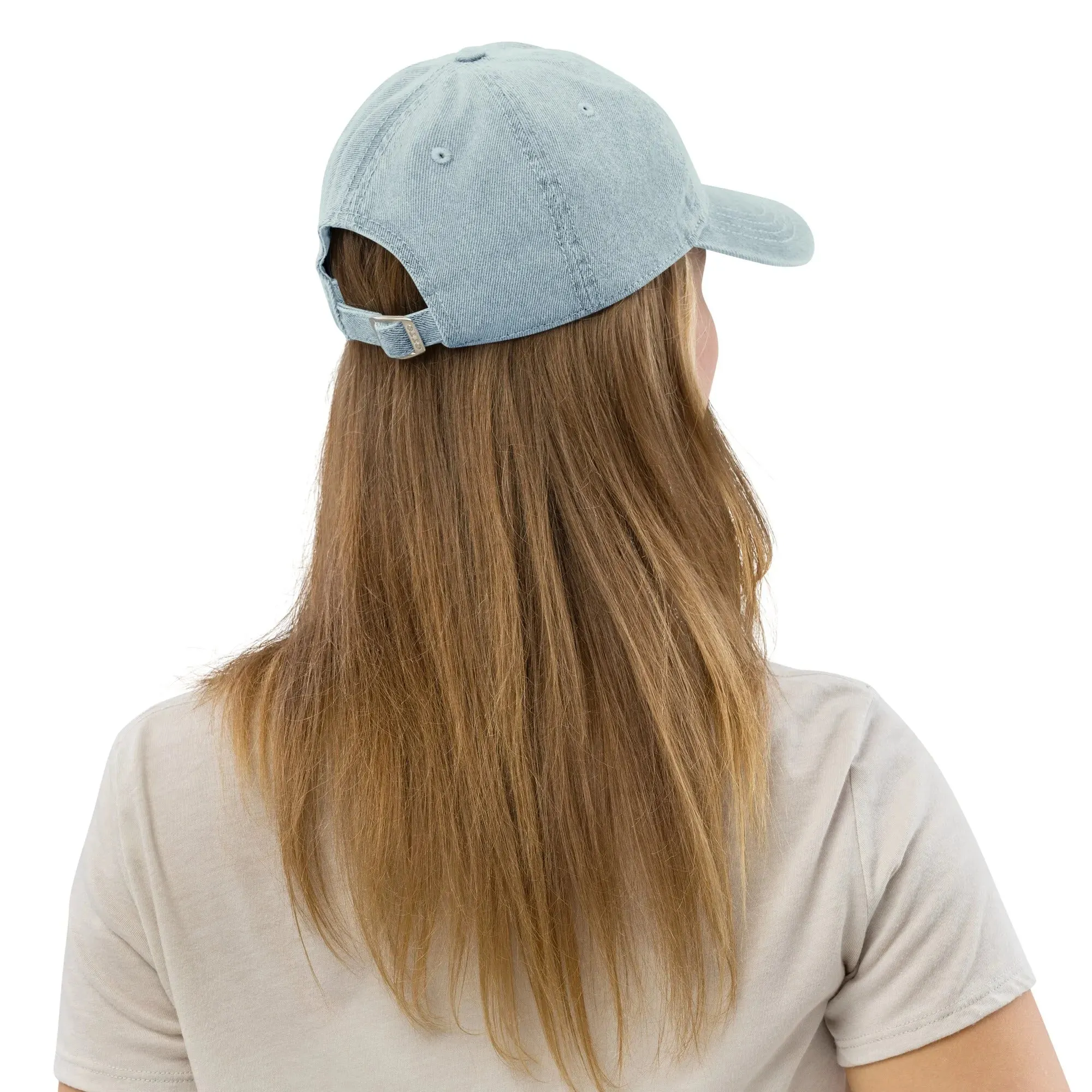 Greek Evil Eye Embroidered Denim Dad Hat