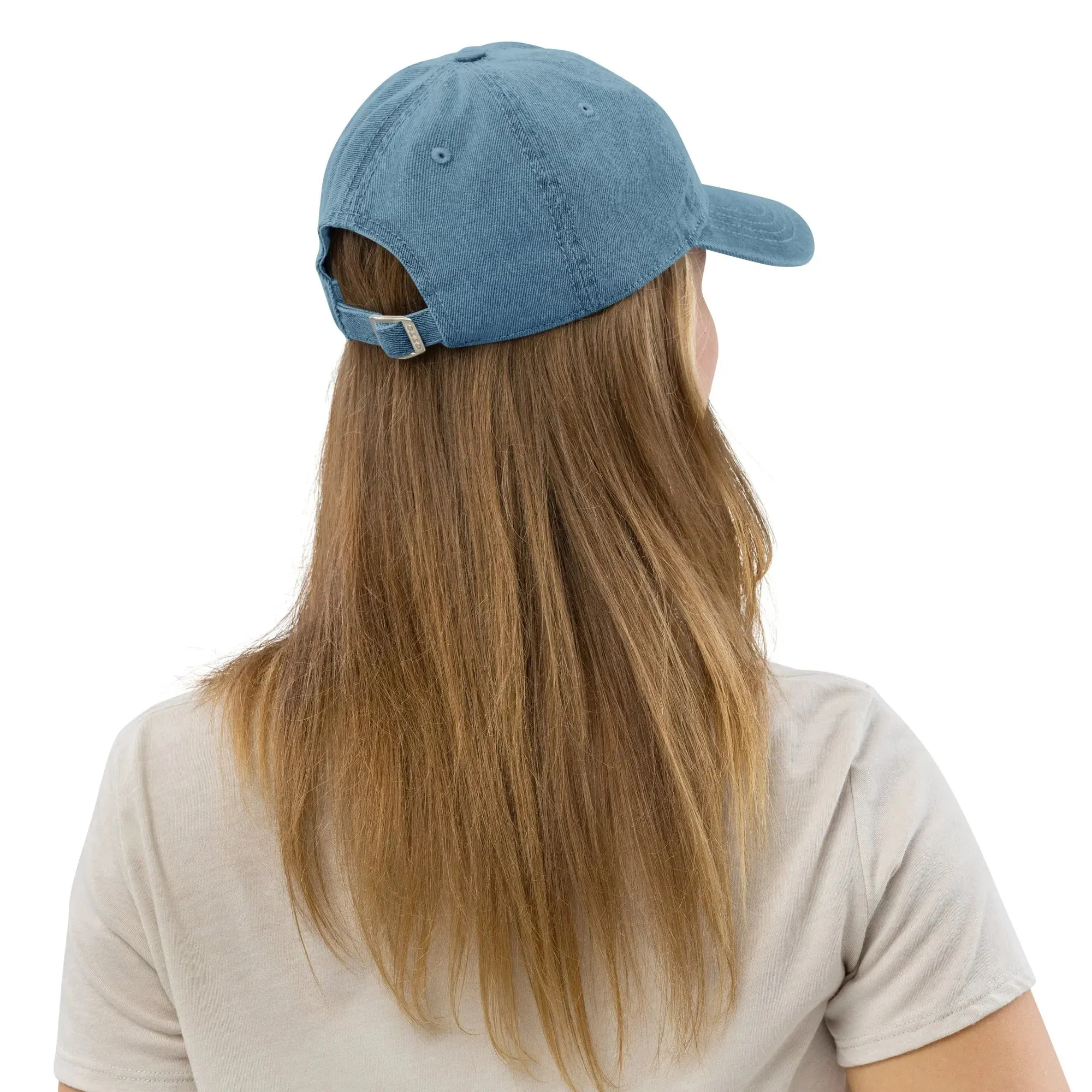 Greek Evil Eye Embroidered Denim Dad Hat