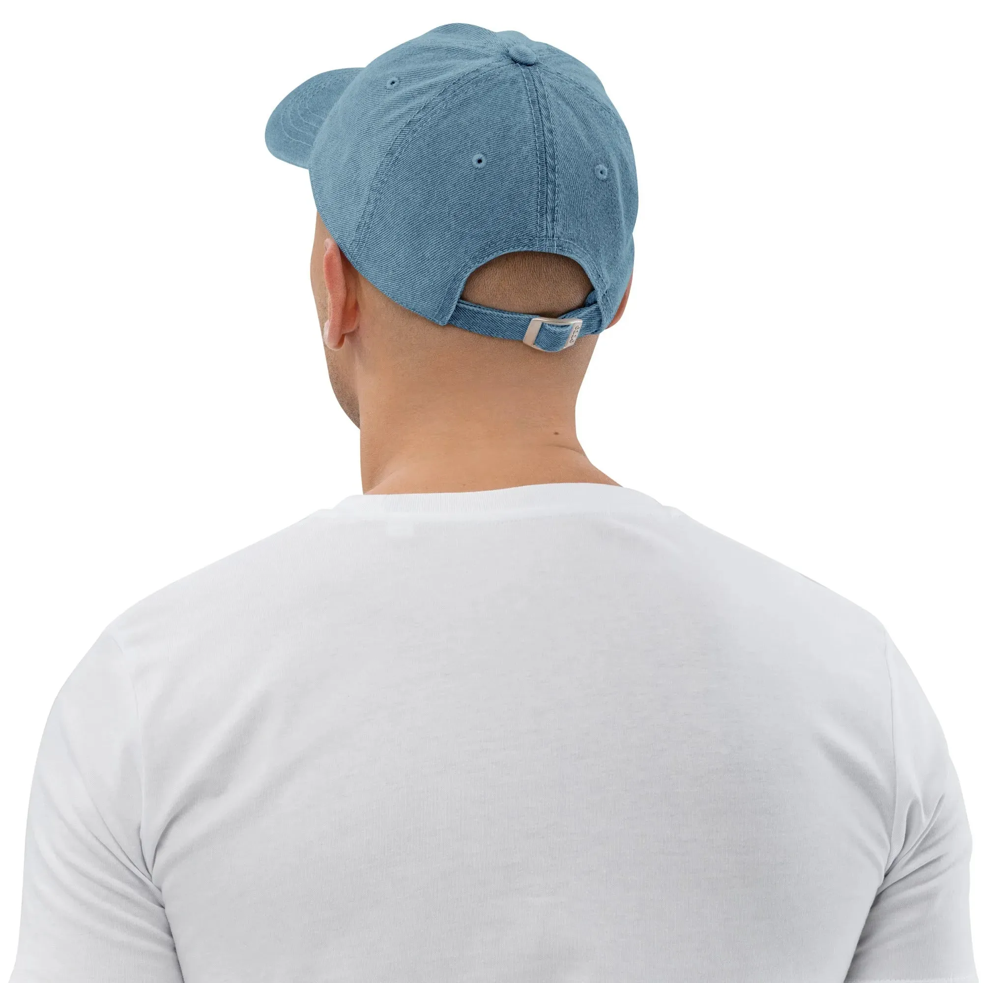 Greek Evil Eye Embroidered Denim Dad Hat