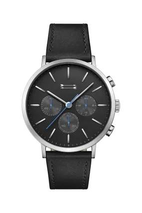 Griffith Silver Tone Leather Watch, 43MM