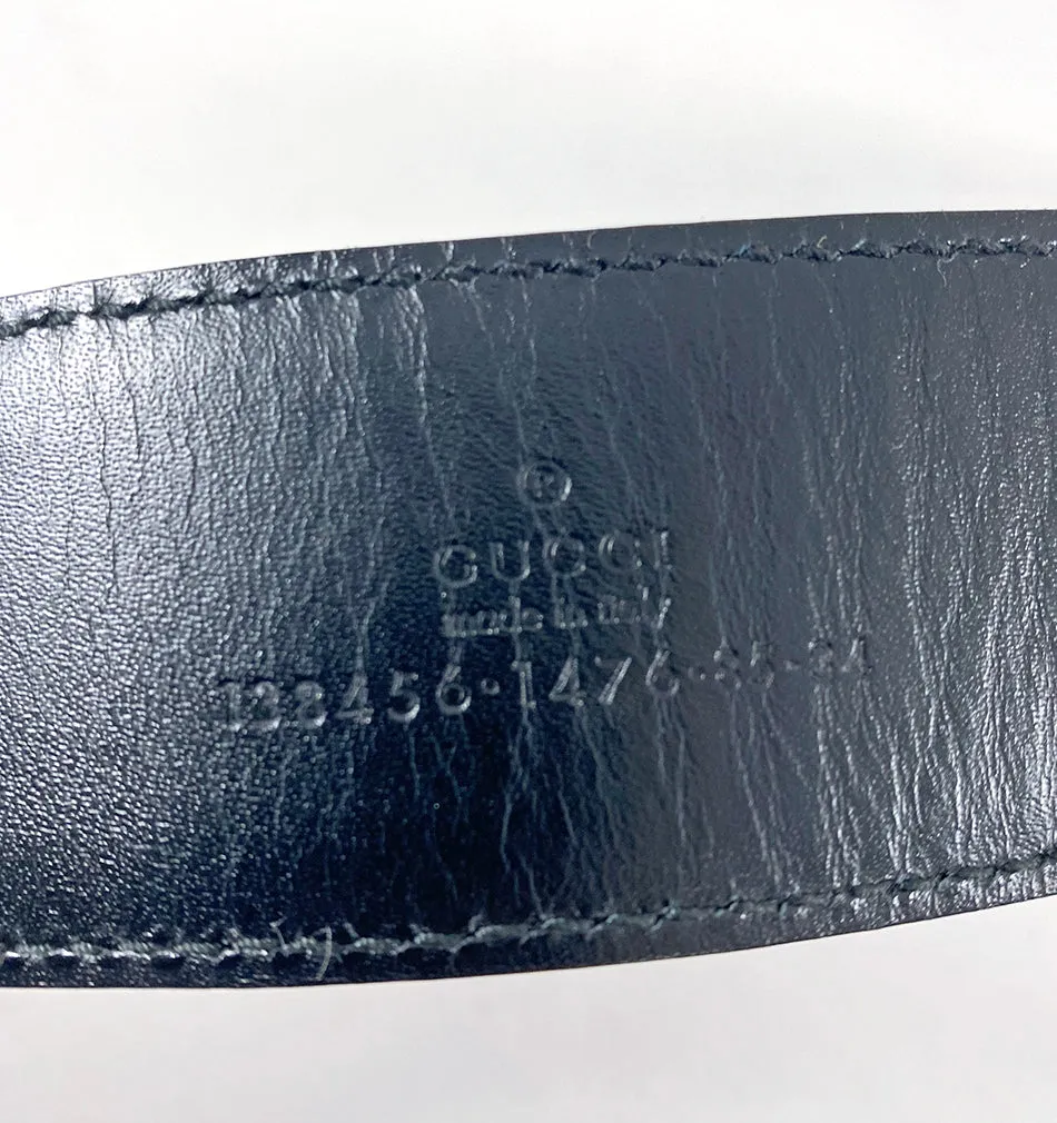 Gucci Bamboo G Logo Black Leather Belt - 85/34