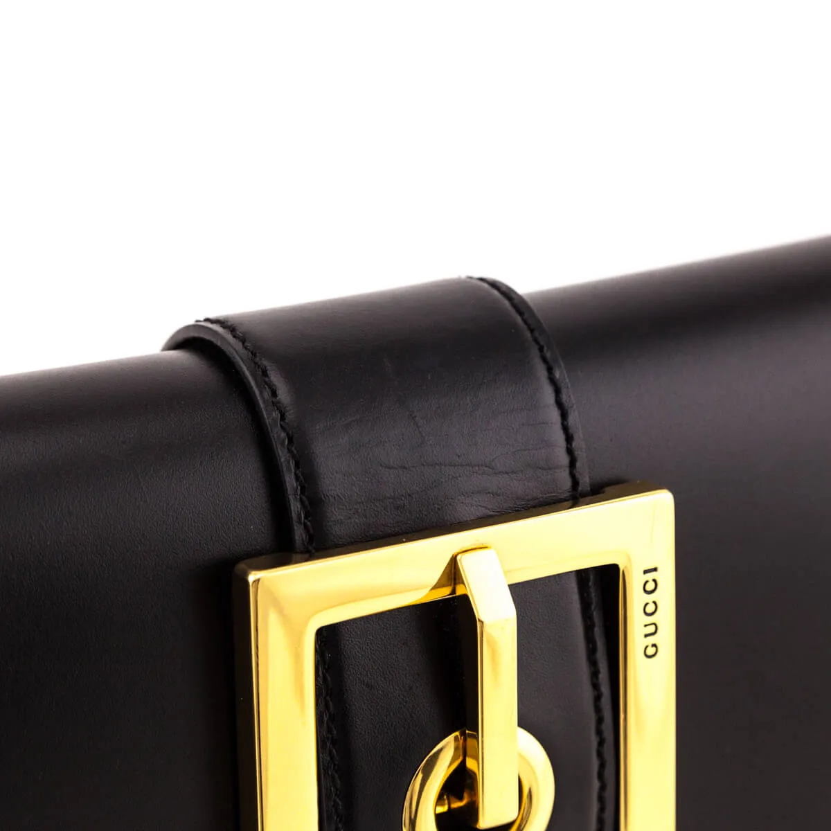 Gucci Black Leather Lady Buckle Clutch