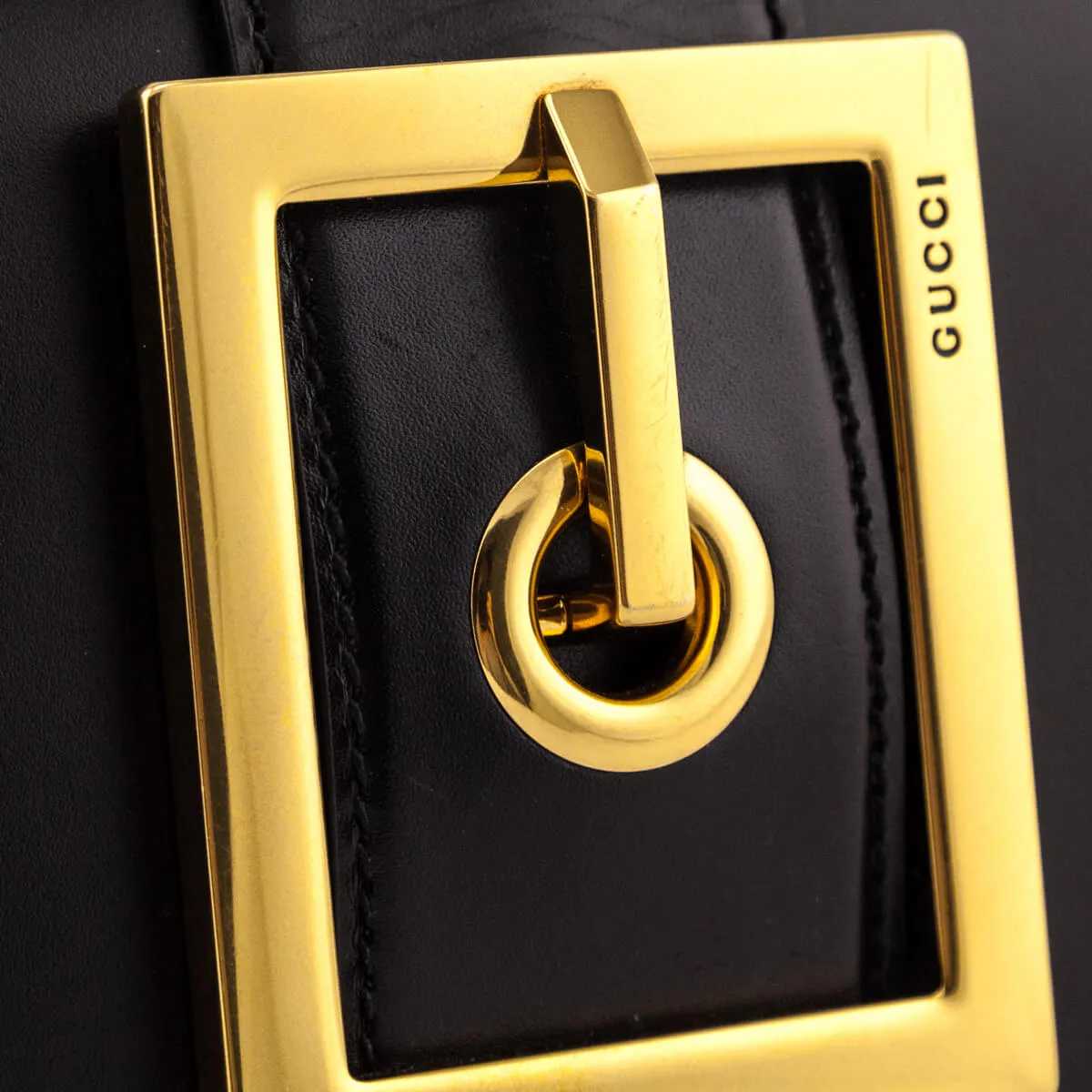 Gucci Black Leather Lady Buckle Clutch