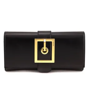 Gucci Black Leather Lady Buckle Clutch