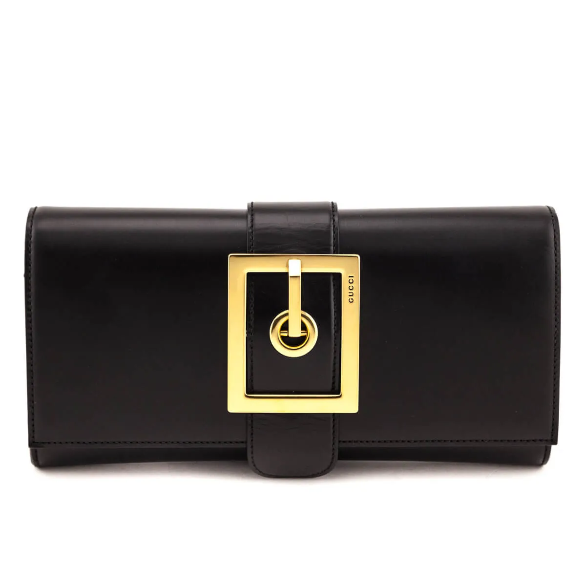 Gucci Black Leather Lady Buckle Clutch