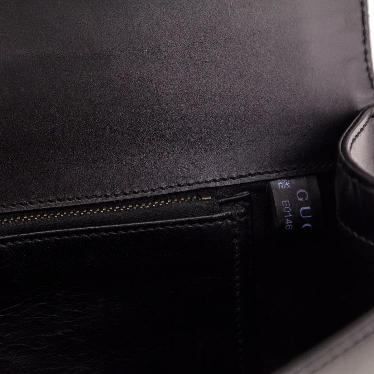 Gucci Black Leather Lady Buckle Clutch