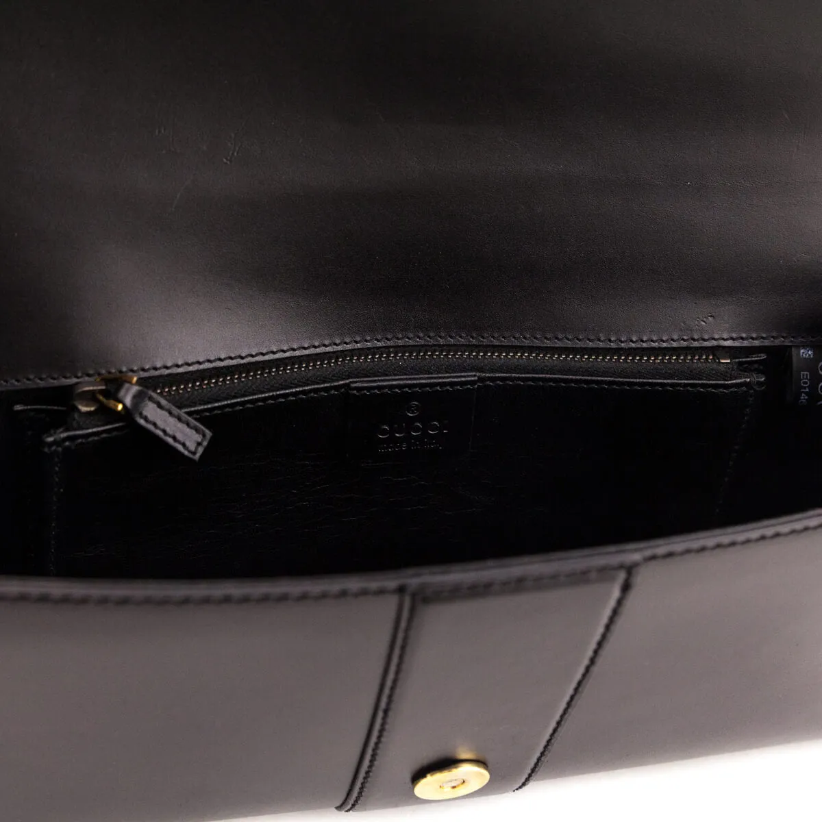 Gucci Black Leather Lady Buckle Clutch
