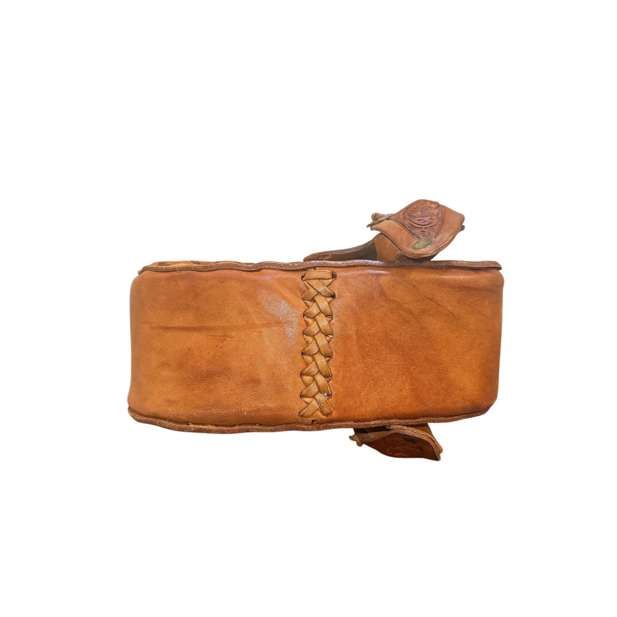 Handcrafted Western Saddle Shoulder Purse w/ Tooled Leather Floral Design & Adjustable Strap