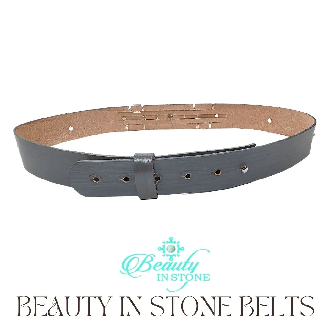 Handmade Leather Belt With Rhinestones & Coin