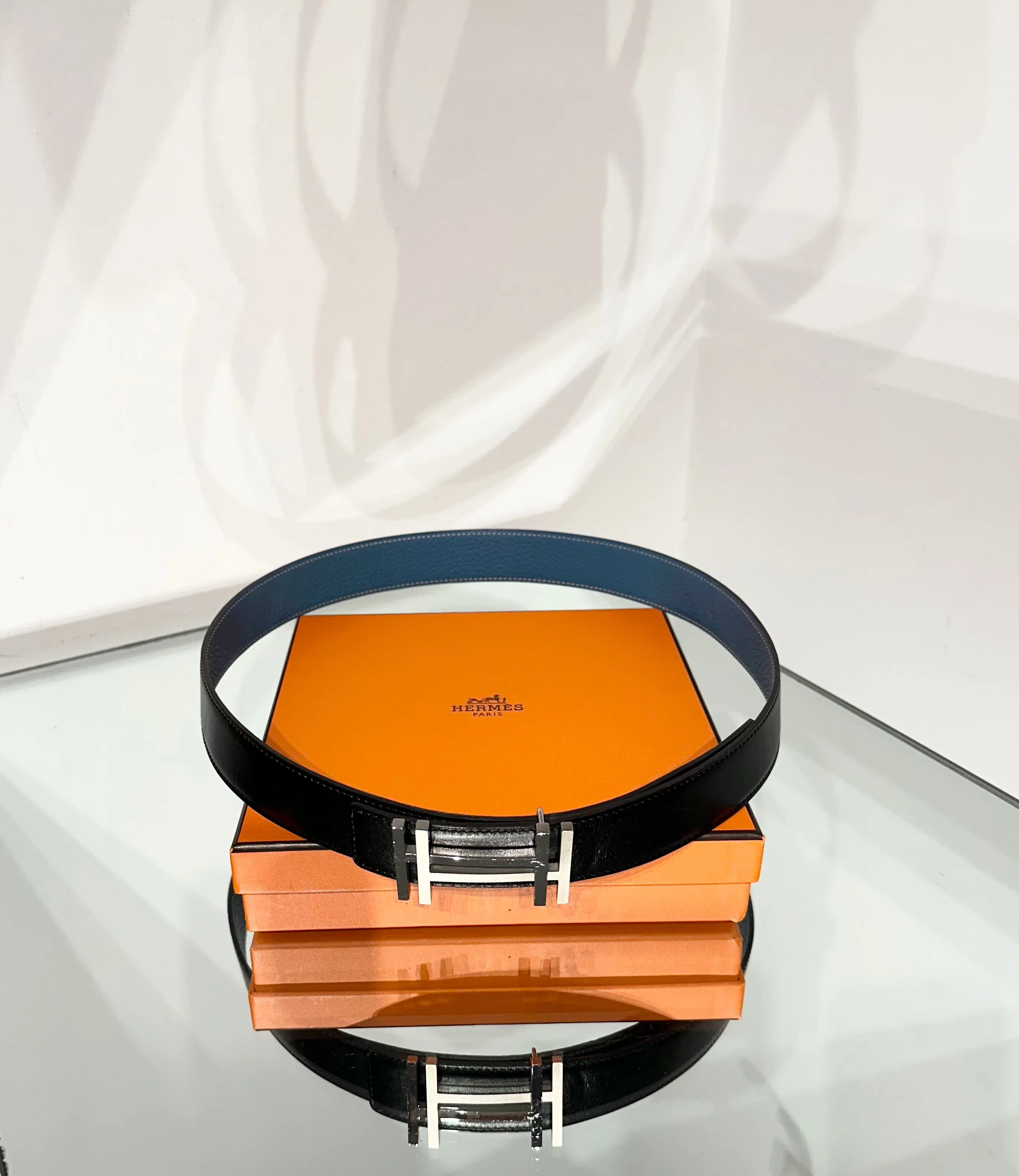 HERMÈS Double H Reversible Leather Belt