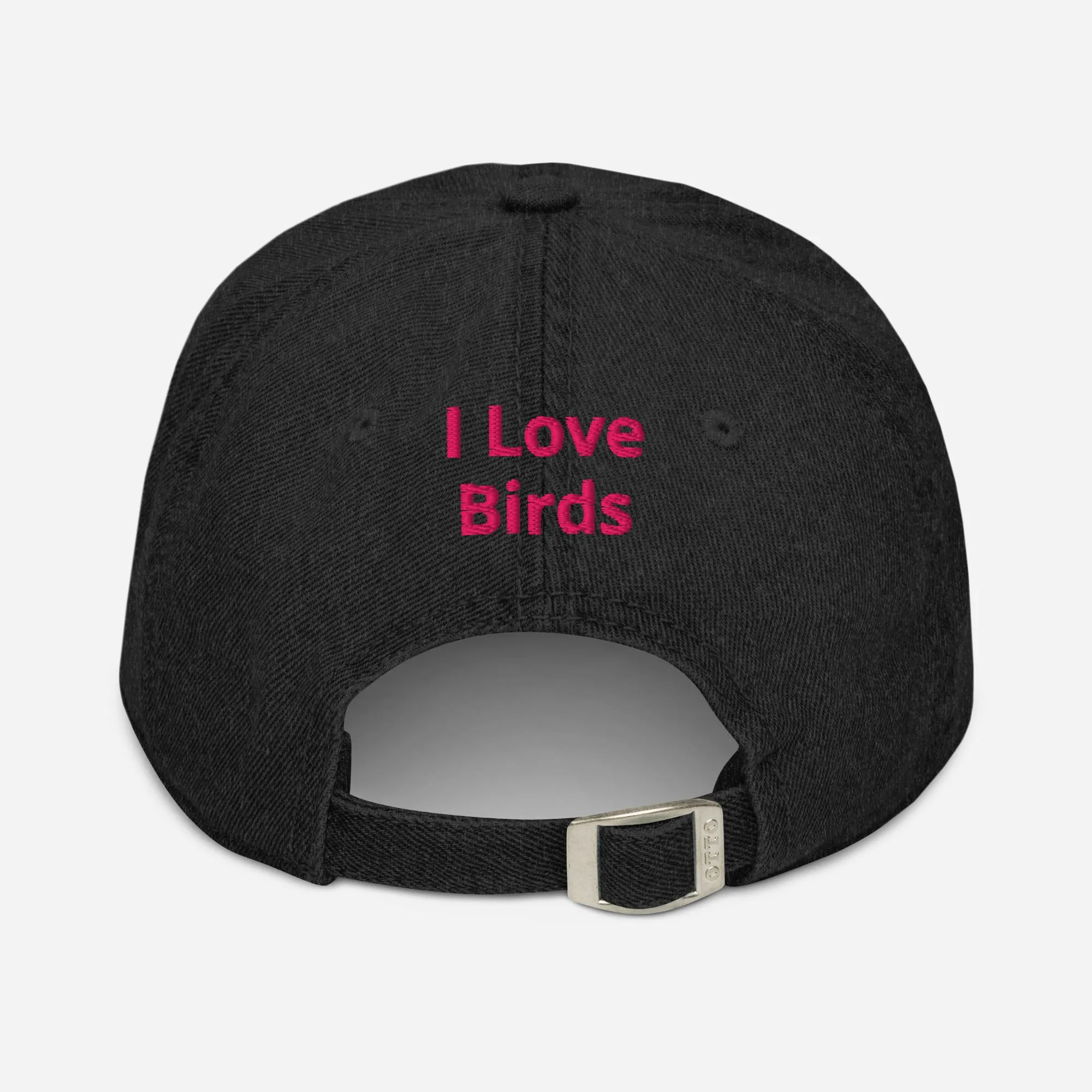 I Love Birds Cotton Denim Hat Designed by Alice Lowe