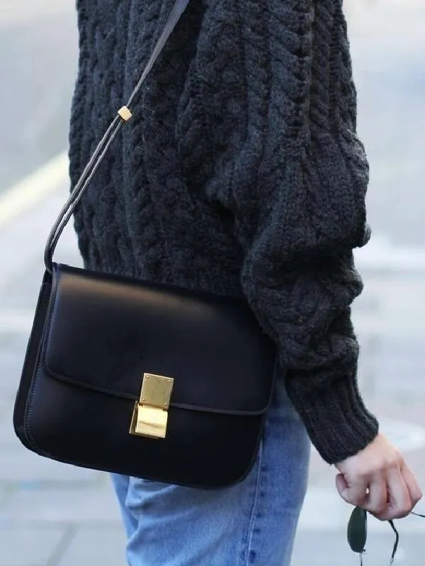 Italian Calfskin Leather Bag Designer Bag Italian Leather Box Bag, Classic Crossbody Bag, Shoulder Bag, Minimalist Genuine Leather Purse