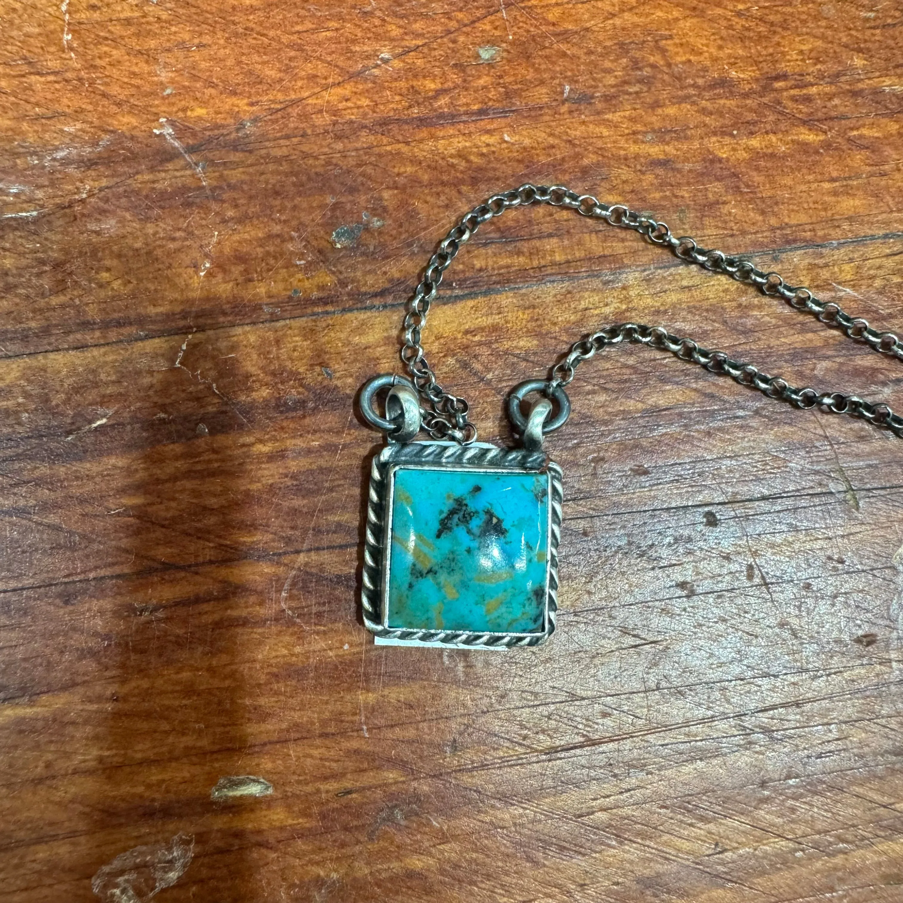 Johnny Dixon NAVAJO TURQUOISE SQUARE NECKLACE