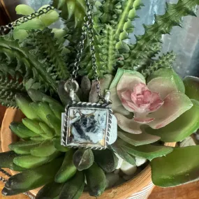 Johnny Dixon NAVAJO White Buffalo w/Bronze SQUARE NECKLACE