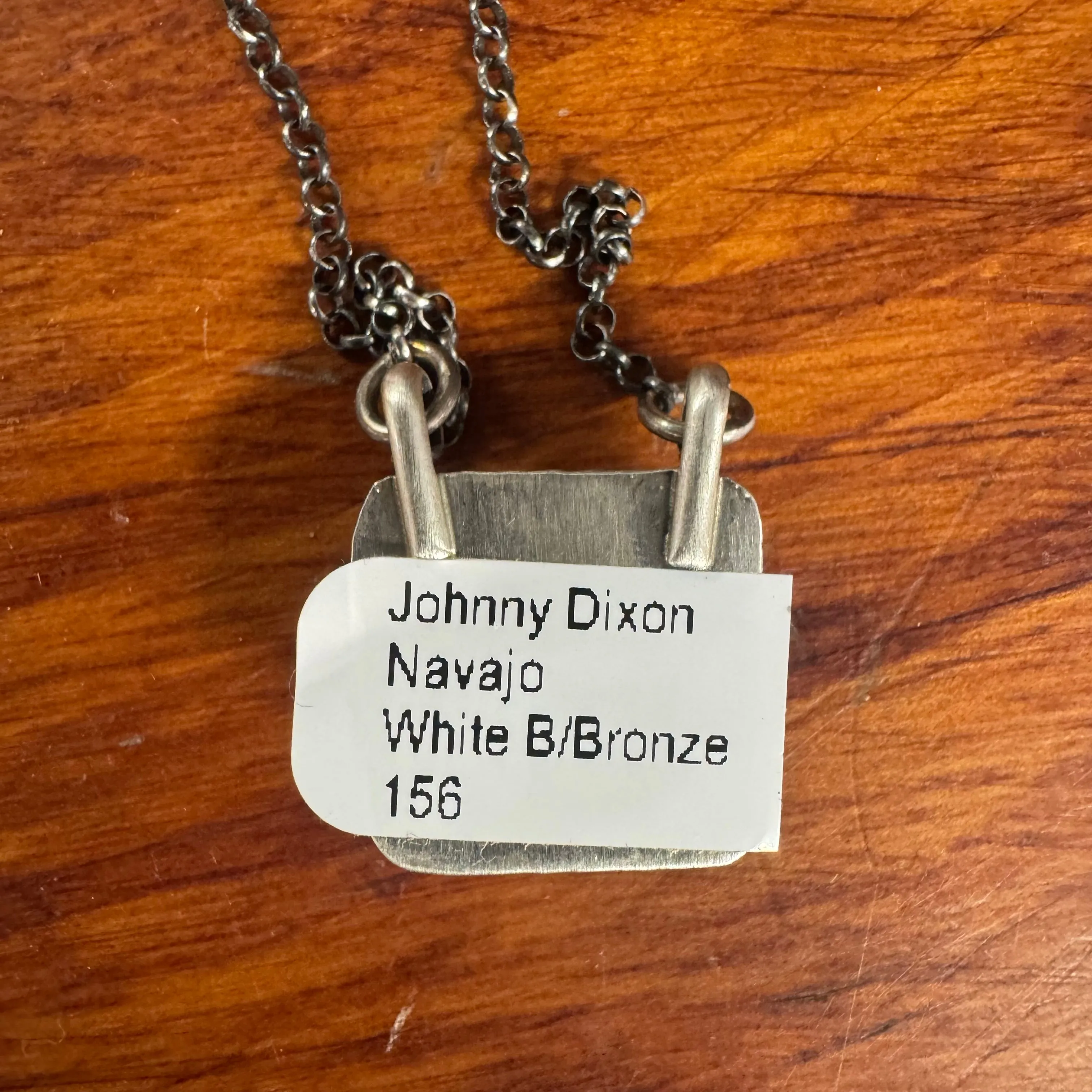 Johnny Dixon NAVAJO White Buffalo w/Bronze SQUARE NECKLACE