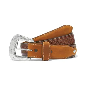 Justin Men's Brown Diamond Tooled Belt
