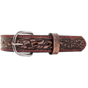 KB21/RED - Brown Vintage Tooled Kids Belt