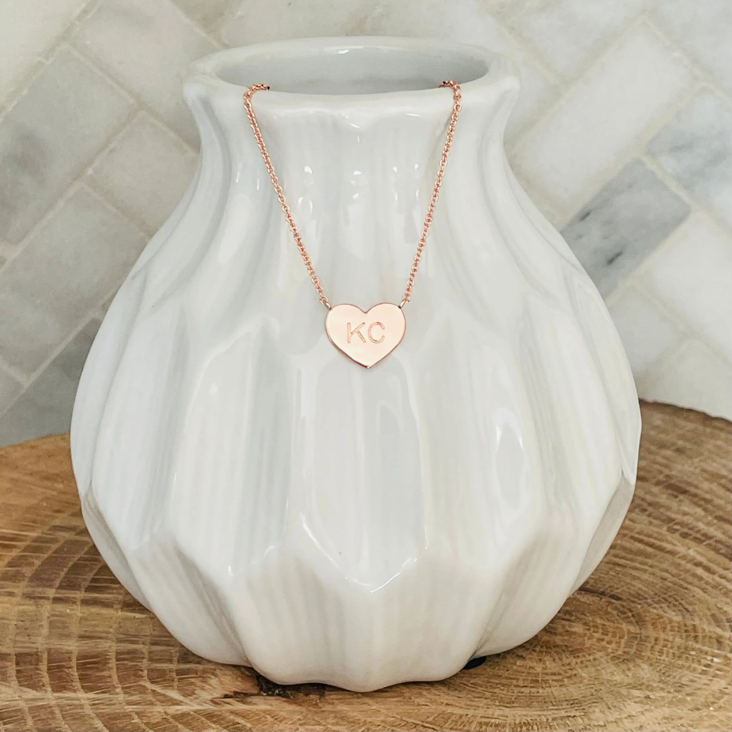 KC Heart Necklace Rose Gold