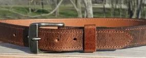 Kentucky Leather Works Men's "Clayton" Brown Leather Belt 1861