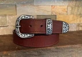 Kentucky Leather Works Women's Handcrafted "Jeremiah" Brown Leather Belt 1881