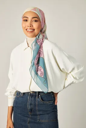 Klara Pink Green Square Scarf