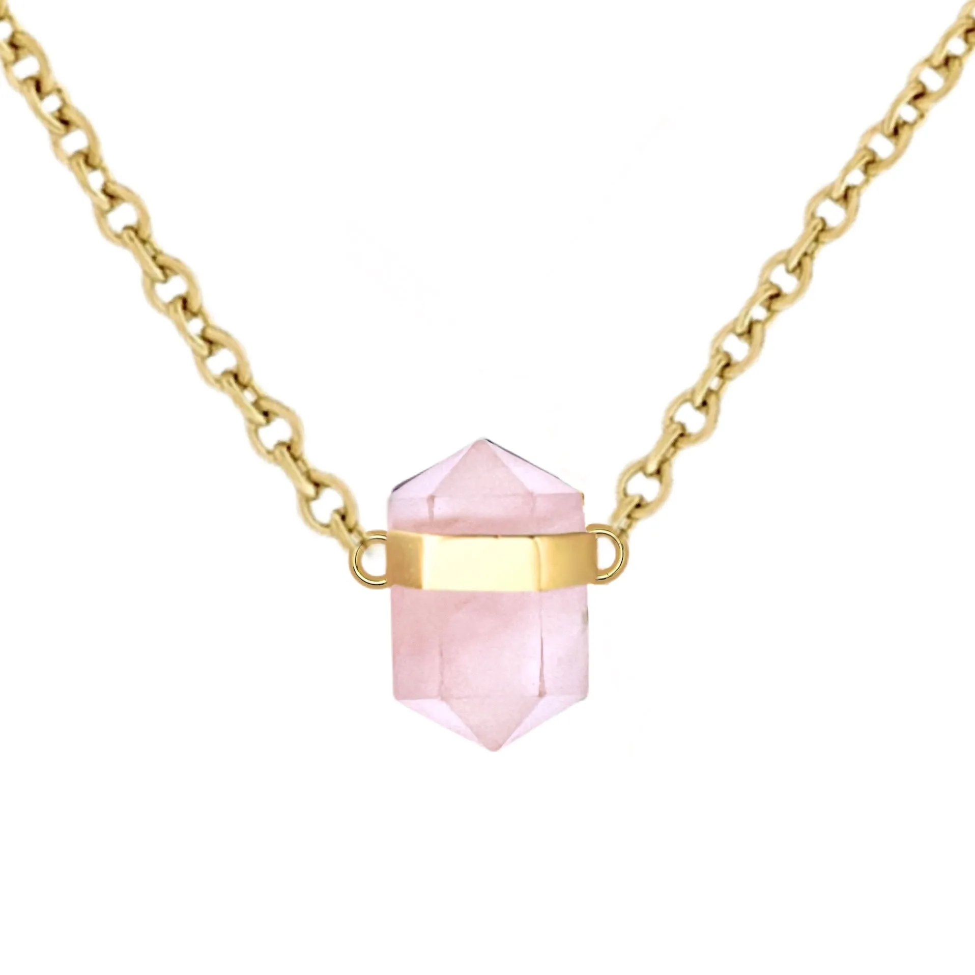 Laihas Crystal Kindness Gold Rose Quartz Necklace