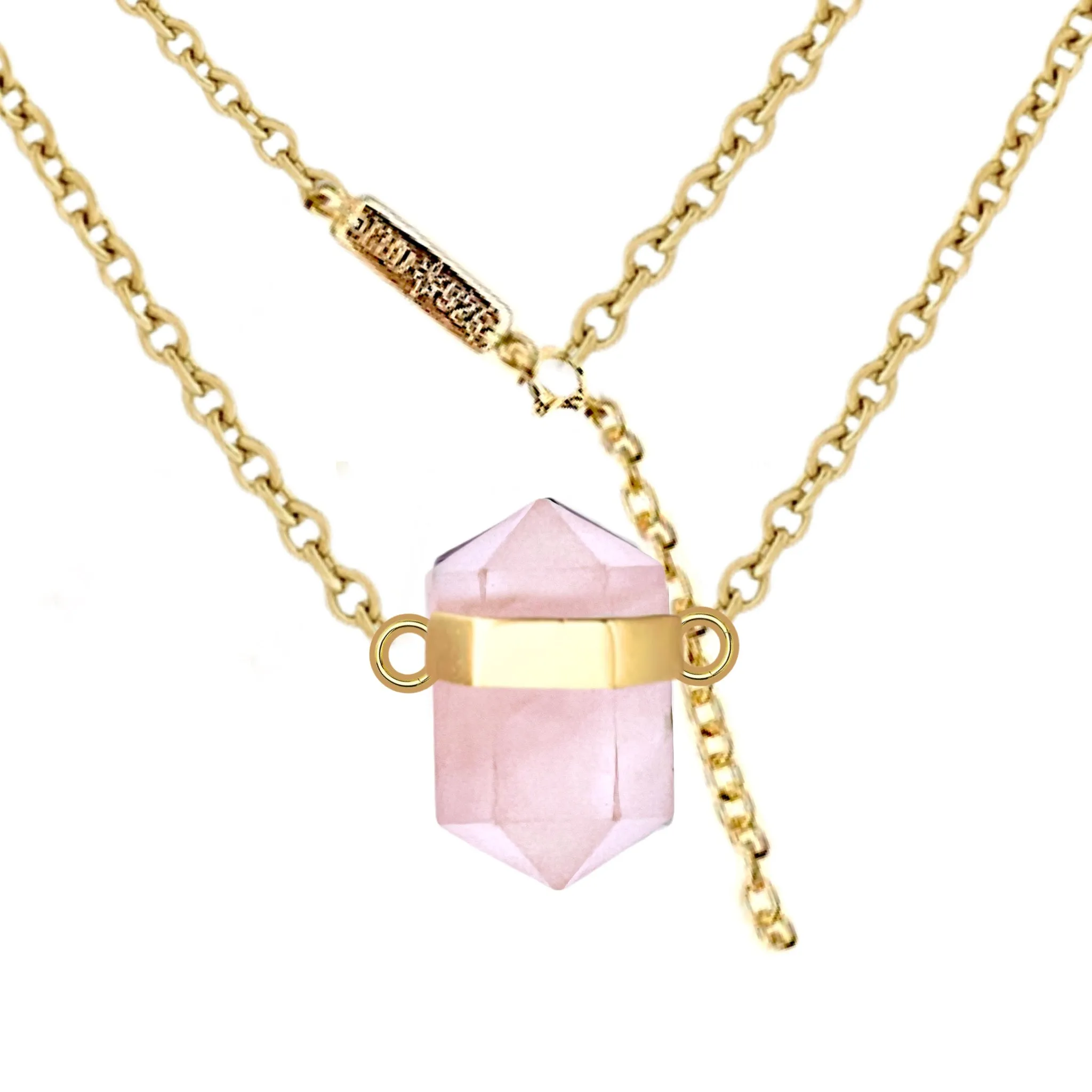 Laihas Crystal Kindness Gold Rose Quartz Necklace