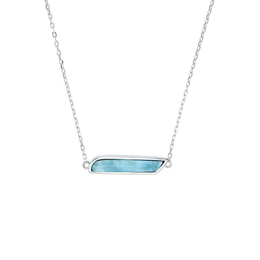 Larimar Bar Necklace (Silver)