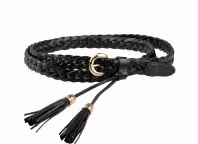 Leather woven dress decorative waist rope casual joker tassel belt YD001