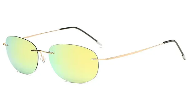 Lightweight Oval Sunglasses for Men in Elegant Yellow