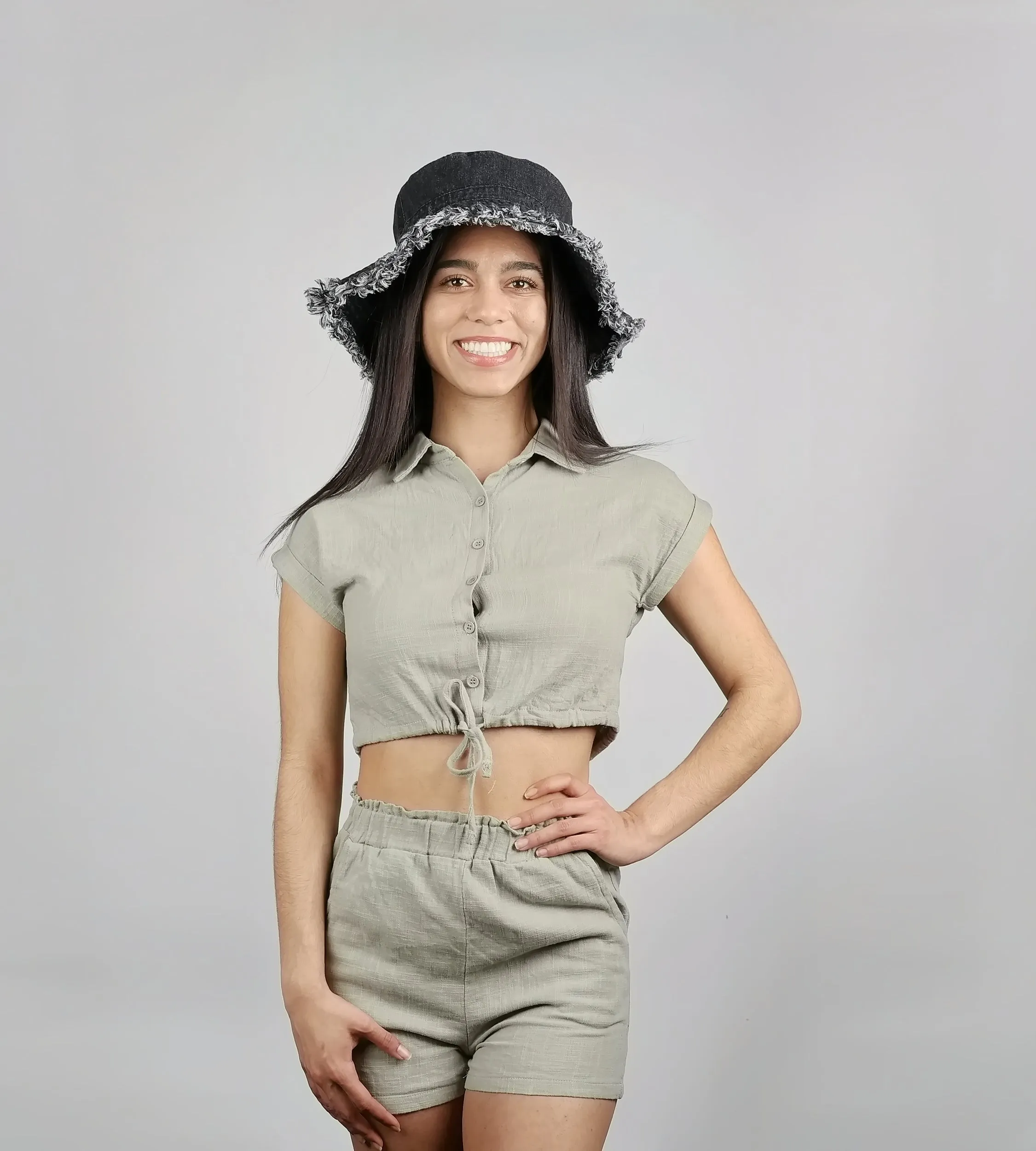 LONG BRIM DENIM BUCKET HAT