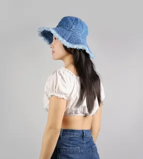 LONG BRIM DENIM BUCKET HAT