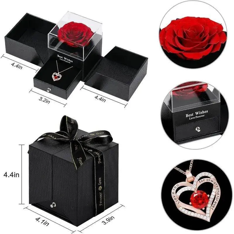 Luxurious Rose Gift Box Necklace