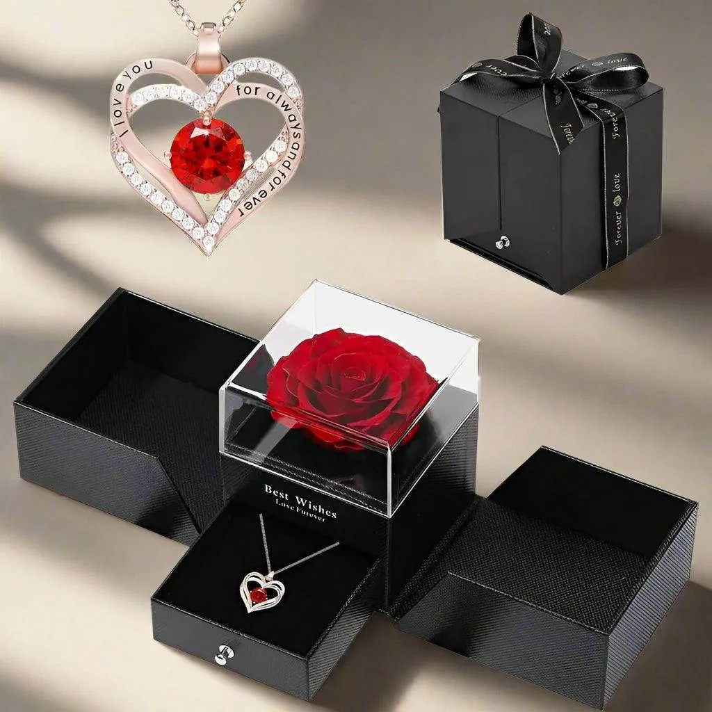 Luxurious Rose Gift Box Necklace