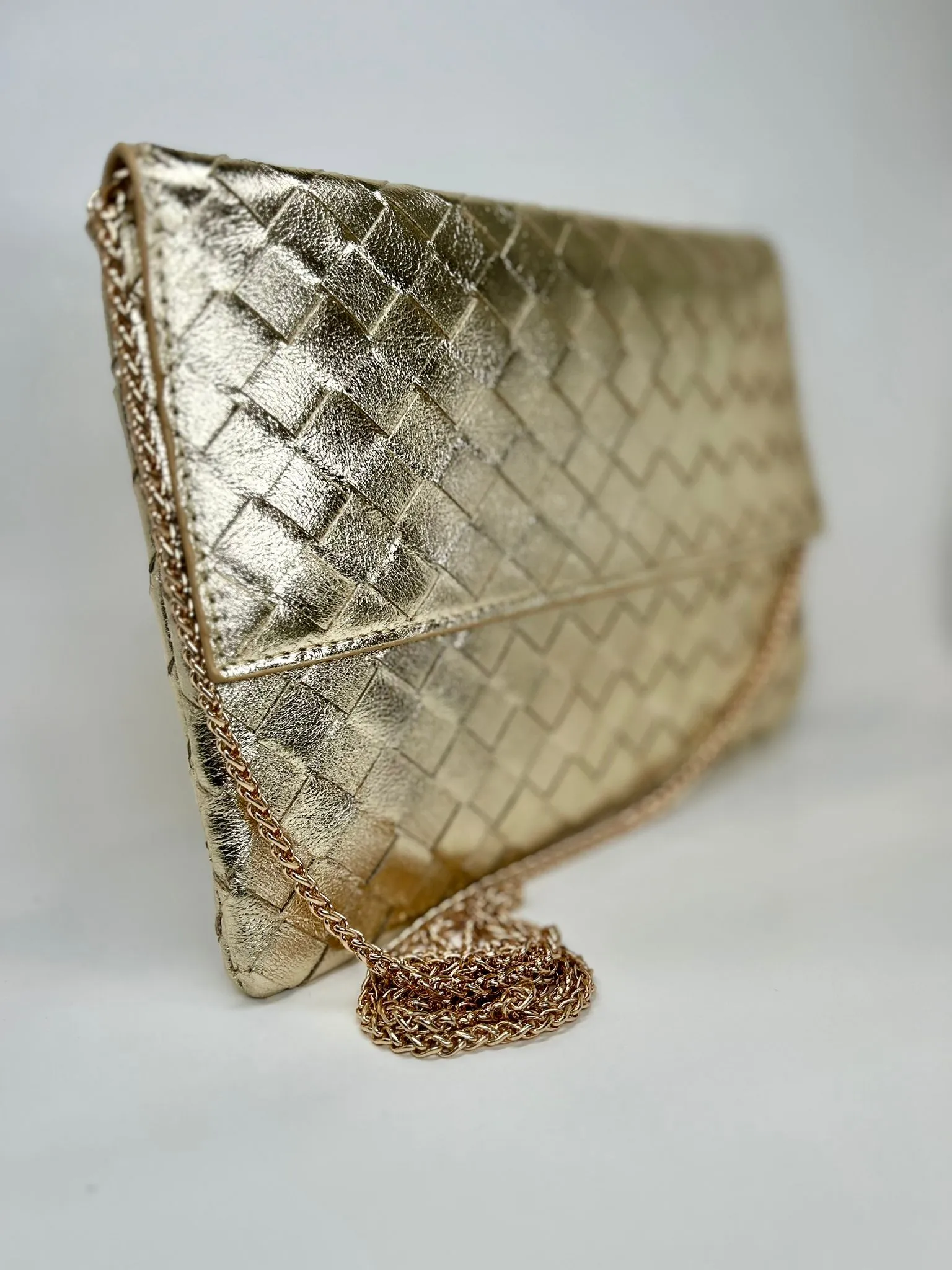 Marie - Metallic Gold Woven Clutch